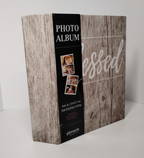 Photo Album with Slip In Pockets, Holds 208 4"x6" Photographs - Gray Wood Look