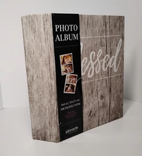 Photo Album with Slip In Pockets, Holds 208 4"x6" Photographs - Gray Wood Look