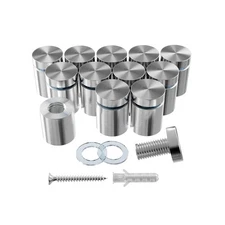 12-Pack Stainless Steel Standoff Screws with Wall Anchors & Rubber Pads – 