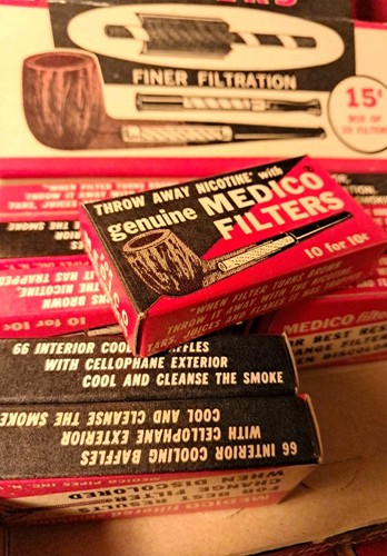 Scatola vintage di filtri pipa tabacco carbone marca Medico in scatola originale - Foto 9 di 10