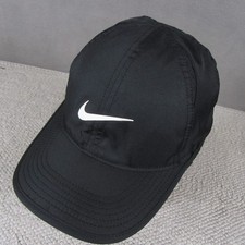 Nike FeatherLight Dri Fit Hat Adjustable Strap Performance Black Running Jugging