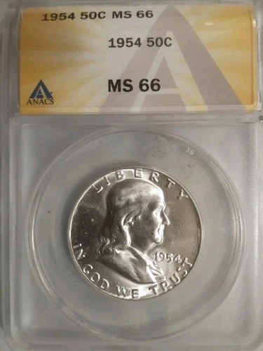 1954 Franklin Half Dollar  ANACS MS 66