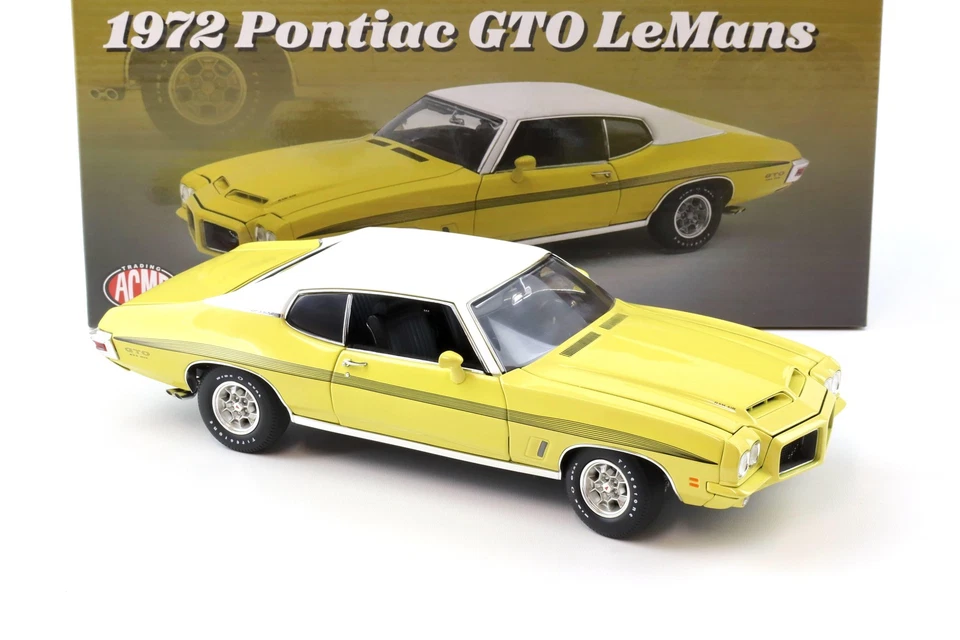 1:18 ACME 1972 PONTIAC GTO LEMANS RAM AIR COUPE MONARCH GIALLO/ TETTO IN VINILE - Immagine 2 di 4