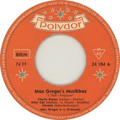 Max Greger Und Sein Orchester Max Gregers Musikbox MONO, COMPANY SLEEVE