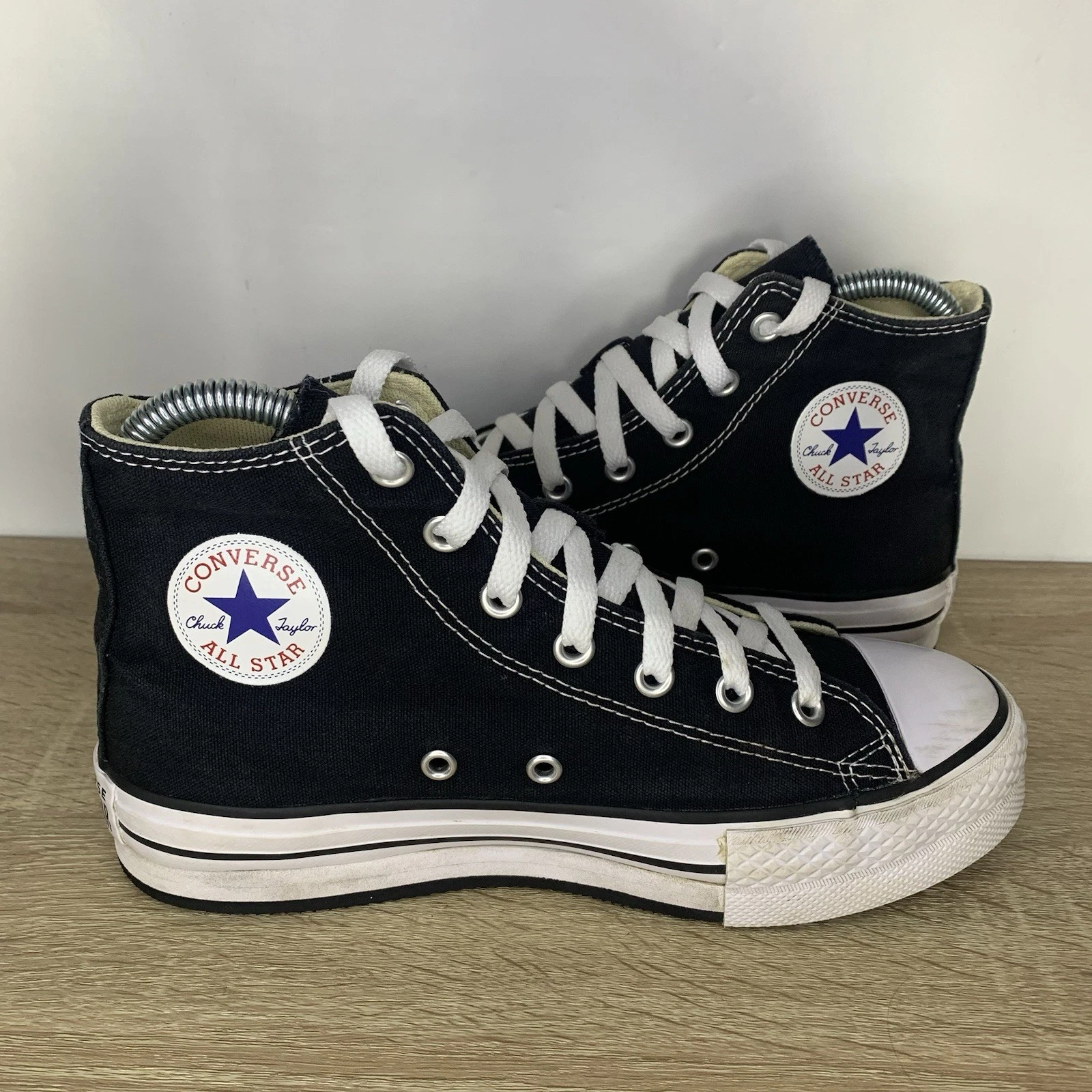 Converse Chuck Taylor All Star scarpe da ginnastica alte con plateau taglia 3 UK nere