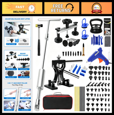 Paintless Dent Removal Kit - Lightweight Dent Puller, T-bar, Rubber Hammer & Suc
