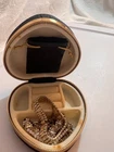 Lot of  5 Vintage Premium Diamond Costume Jewelry & Black Heart Shaped Box