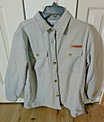 NWT Simply Southern Jacket Men light Gray Button  Deep Pile Fluffy Inside M