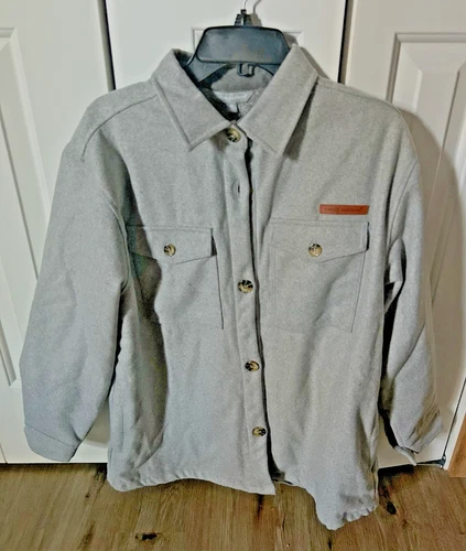 NWT Simply Southern Shirt Men light Gray Button  Sherpa Inside M - product listing photo
