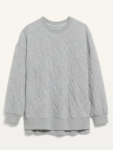 Vintage Quilted Tunic Sweatshirt Gray 