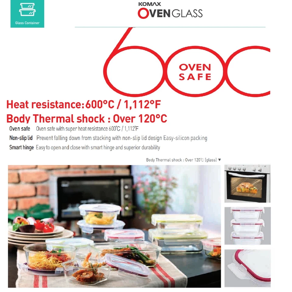KOMAX OVEN GLASS Fd Container Microwave Freezer Dishwasher safe Square 520ml KOR - Image 3 of 4
