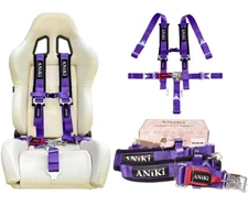 ANIKI PURPLE 5 POINT 2" LATCH & LINK SEAT BELT HARNESS w/ SHOULDER PAD UTV ATV