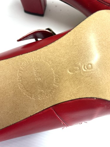 Thomas Dixon Bedggood Block Heel Top Strap Leather Shoes Vintage 9.5 Red New. - Picture 5 of 10