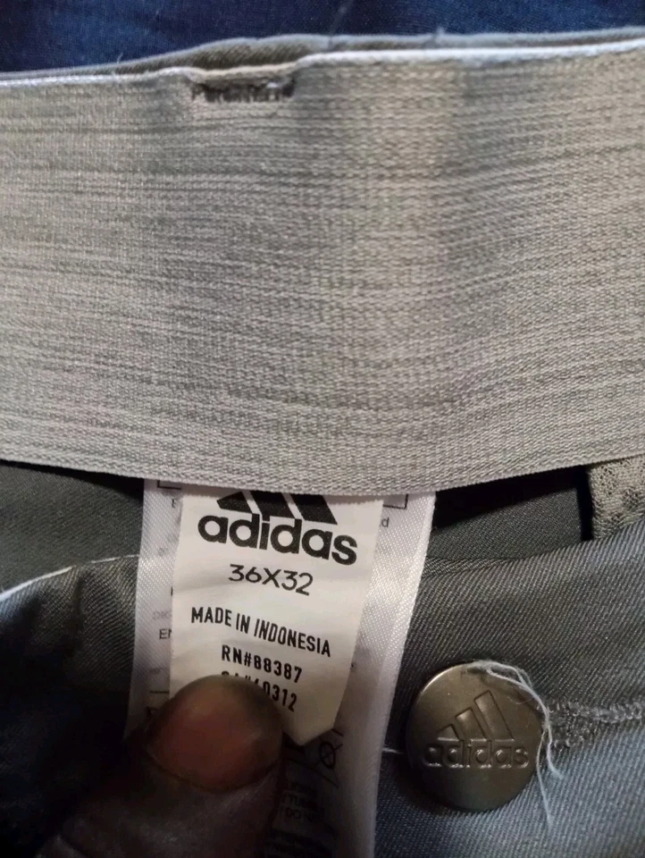 Pantalones de golf Adidas para hombre 36x32 gris frente plano ligeros pierna recta informales 1I Foto 4 de 4