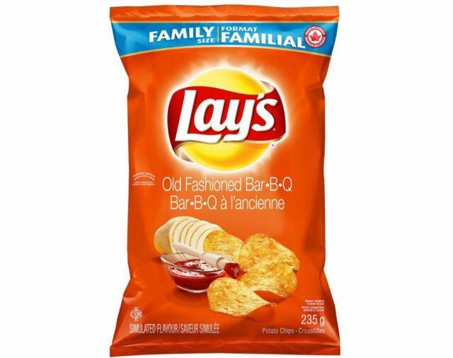 1x Bag Lays Old Fashioned Bar-B- Q Chips LARGE Family Size 235g Canada ...