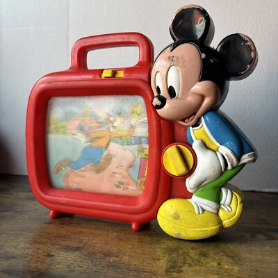 Vintage Disney Mickey Mouse Wind-up Musical Scroll TV Music Toy Vintage Disney Mickey Mouse Wind-up Musical Scroll TV Music Toy