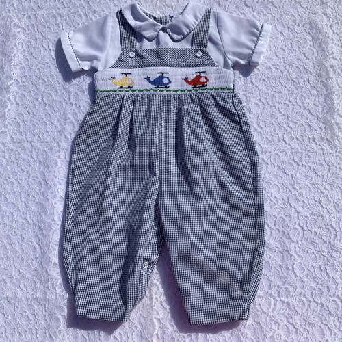 Vintage Carriage Boutiques Boys Smock Romper Size 9 Months