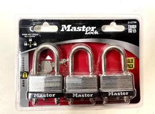 Master Lock 510TRI 1-3/4 Wide Padlock 5/8-2” 3 Keys, keyed Alike, 3 Pack