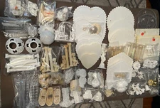 Vtg Wedding Cake Decor Mix Lot 200+Pc Trays Columns Topper Bells Decor 70’s-80’s
