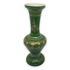 Kapri Indische Vase Messing Gr&uuml;n Gold Wei&szlig; Dekorative Metallvase Handmade 3880