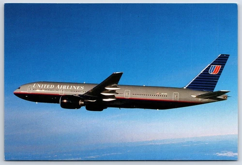 Airplane Postcard United Airlines Boeing 777 First Revenue Flight CM1
