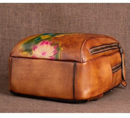 Nuevo Mujeres Genuino Real Cuero de Vaca Mochila Libro Bolso en relieve Bolso de mano Talla M - Imagen 7 de 16
