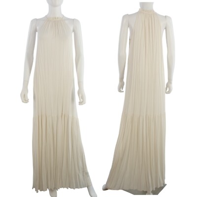 HM Maxikleid gerafft Neckholder elfenbein fließend römisch griechisch Relaxed Fit UK 6