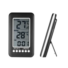 Digital Thermometer Clock Temperature Indoor/Outdoor Wireless Transmitter Meter