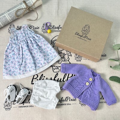 BlissfulPixie Waldorf Doll 12'' Clothes Handmade Purple Hair Accessories Dress