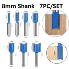 7PCS 8mm Shank Tungsten Carbide Straight Router Bit Set Groove Chisel Bits