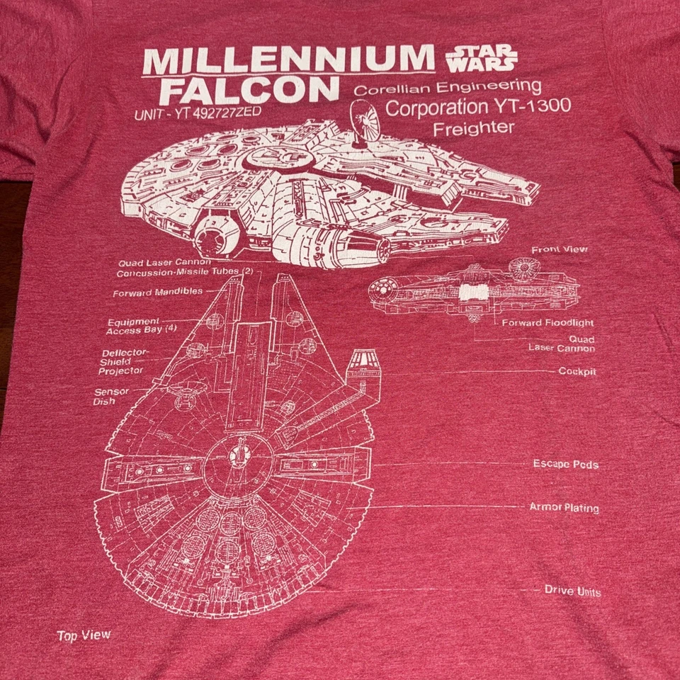 Футболка Star Wars Millennium Falcon молодежный размер XL винтажная красная - Изображение 2 из 4