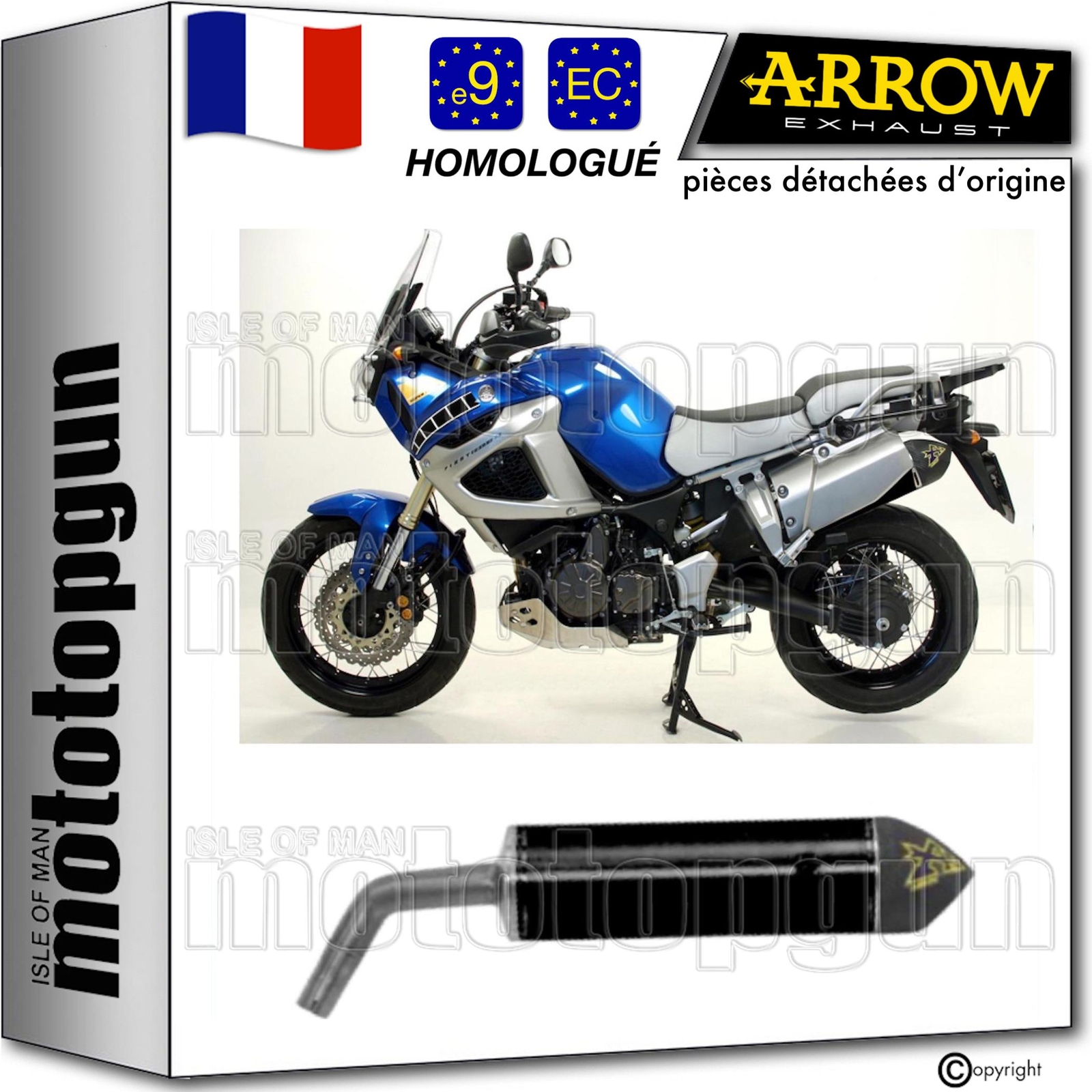 Échappement Arrow Maxi Tech noir homologué pour moto Yamaha XT 1200 Z Super Ténéré 2020
