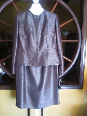 NWT LESUIT 12 Bronze Skirt Suit Shimmer