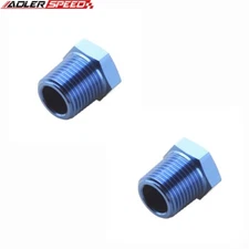 US SHIP 2PCS Aluminum 1/4'' Inch NPT Male Plug Fuel Line Fitting Adapter Blue