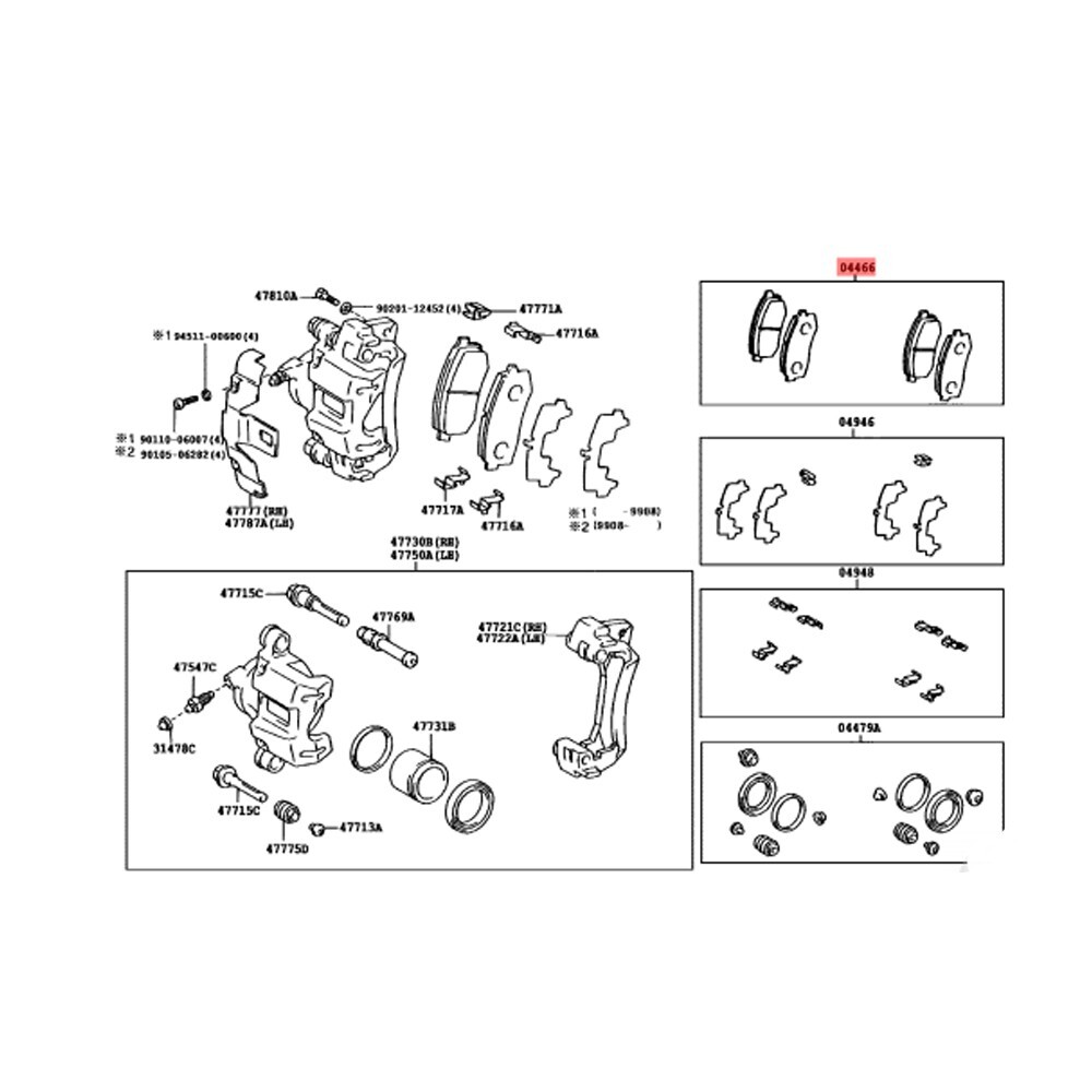 Disc Brake Pad Set Rear For TOYOTA 0446612150 GENUINE 04466-12150 