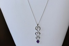 0.75Ct Natural Amethyst Diamond in 14k Solid White Gold Necklace Pendant