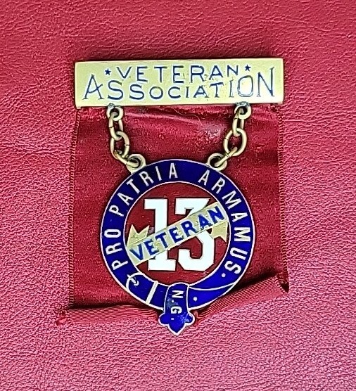 Antique New York Army National Guard Enamel Medal 13th Regiment John Frick NY