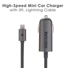 2.4A High-Speed Mini Car Charger with MFI 8-Pin Charging Cable 3FT for iPhones