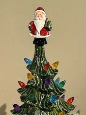 Ceramic Christmas Tree With Santa Topper.  10 Inch