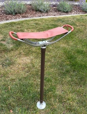 VTG RARE Orvis Shooting/Golf/Eventing Stick Pebbled Leather Seat w/UMBRELLA