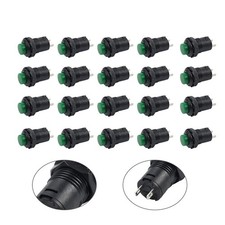 20pcs 12mm Thread Green Cap Latching Type Push Button Switch ON-OFF