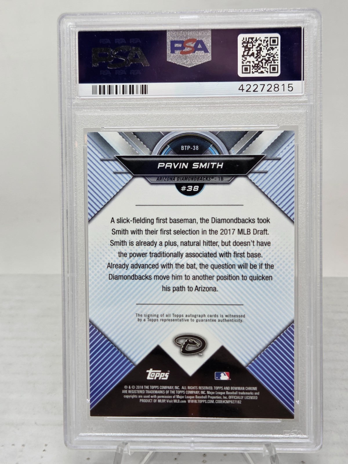 2018 Bowman Chrome SUPERFRACTOR 1/1 AUTO ~ PAVIN SMITH RC Card PSA 10 GEM MINT view 3