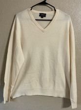 Club Room Sweater 100 Fine Cashmere Pullover V-Neck Long Sleeve Beige Men Large
