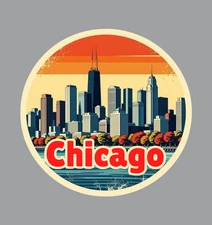 Chicago Illinois Windy City Fridge Magnet or Laptop Sticker