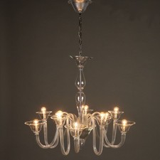 Antico Lampadario Veneziano Vetro Soffiato Italia XX Secolo Originale