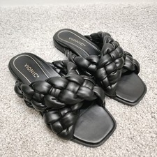 Vionic Kalina Women's Size 9 Braided Slide Sandals Black NWOT Open Toe Slip On