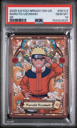 2025 KAYOU NARUTO SMRITI COLLECTIBLE CARD #001L5 NARUTO UZUMAKI PSA 10