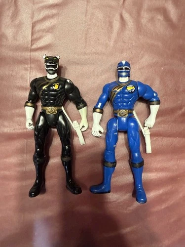 Vintage 2001 Bandai Power Rangers Wild Force Blue & Black Ranger Figure Loose 5”