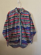 Vintage Frontier Series Southwestern Aztec Western Shirt Large Multicolor