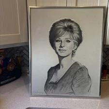 Anthony De Frange -Original Portrait of Barbara Streistand Sketch 1972